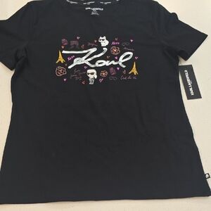 Karl Lagerfeld Black Tee with Vibrant Graphic